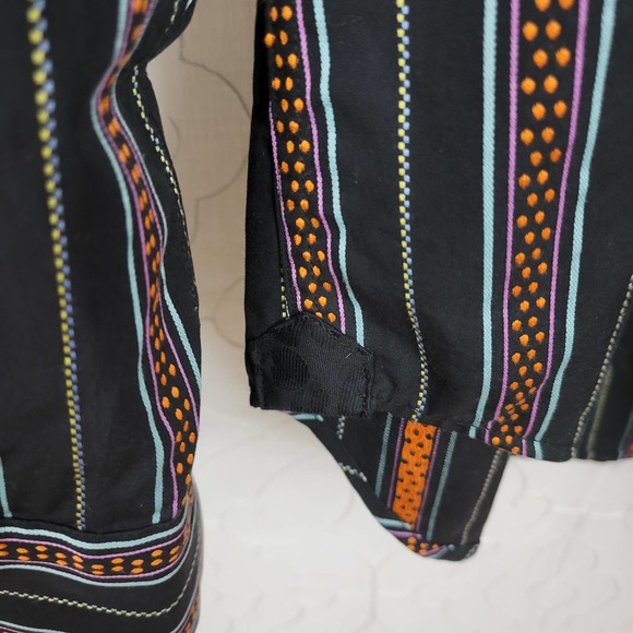 Robert Graham Mens Shirt Size XL Black Orange Button Down Striped Flip Cuff - Picture 6 of 16